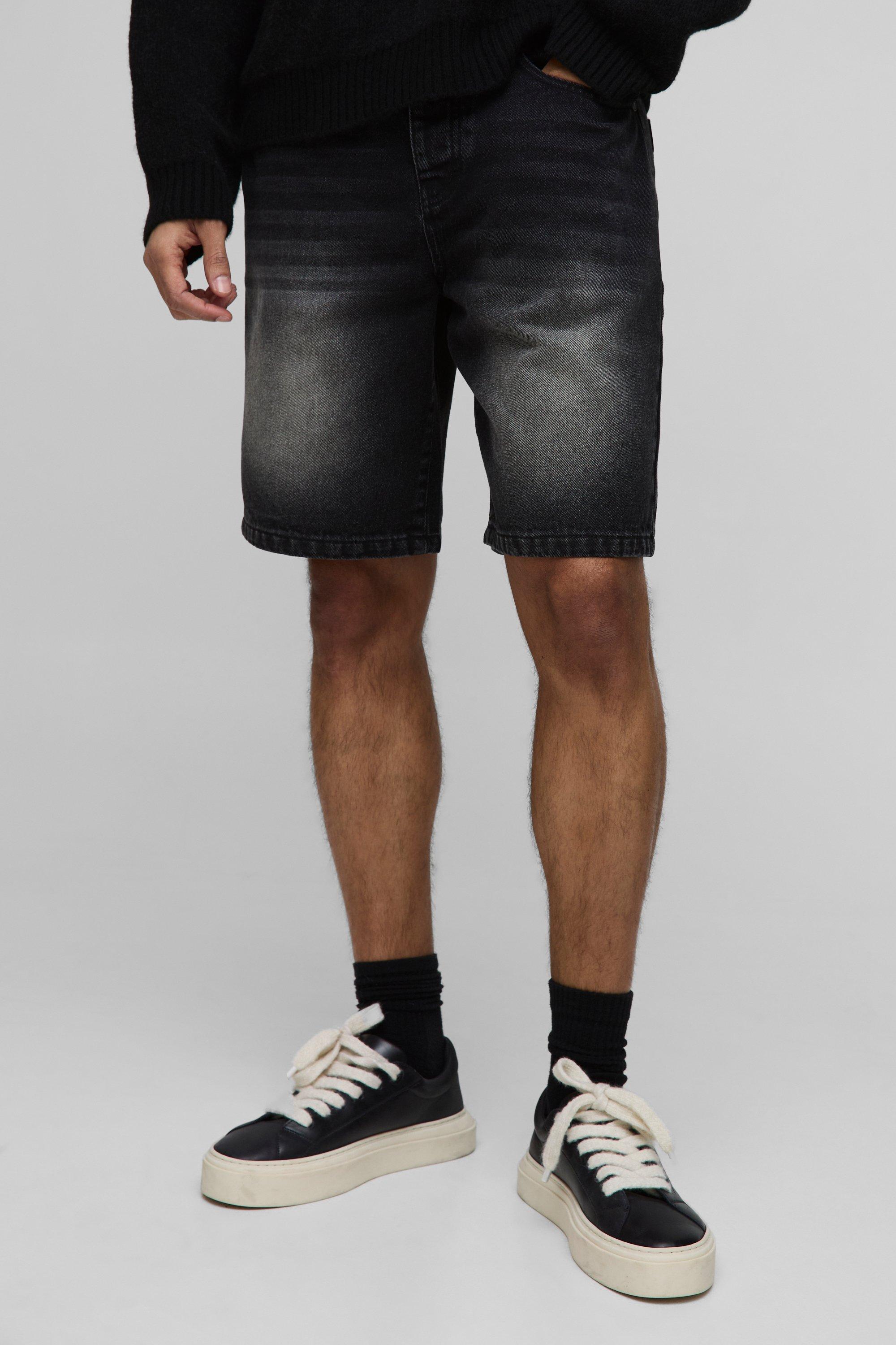 Relaxed Fit Extreme Washed Woven Tab Denim Shorts